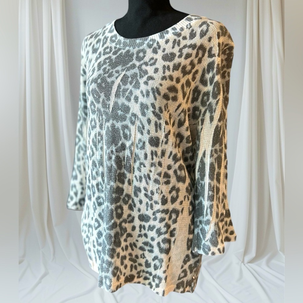 Westbound Pullover Lightweight Animal Print Three Quarter Sleeves Sweater L